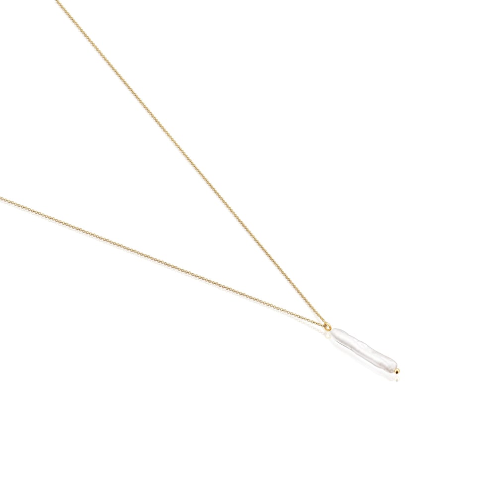 18K Solid Gold Luz Necklace with Pearl