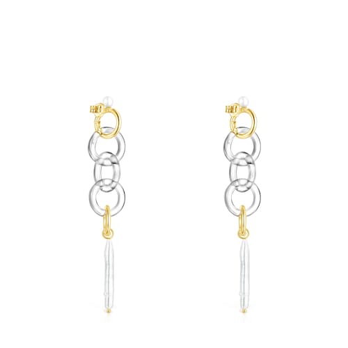 Long Gold Luz Earrings with Crystal and Pearl
