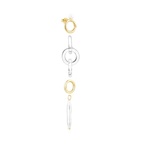 Long Gold Luz Earrings with Crystal and Pearl