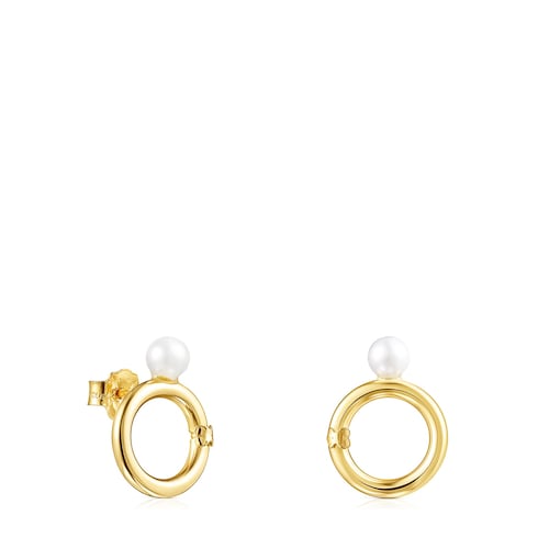 Pendientes largos de oro con gemas Luz