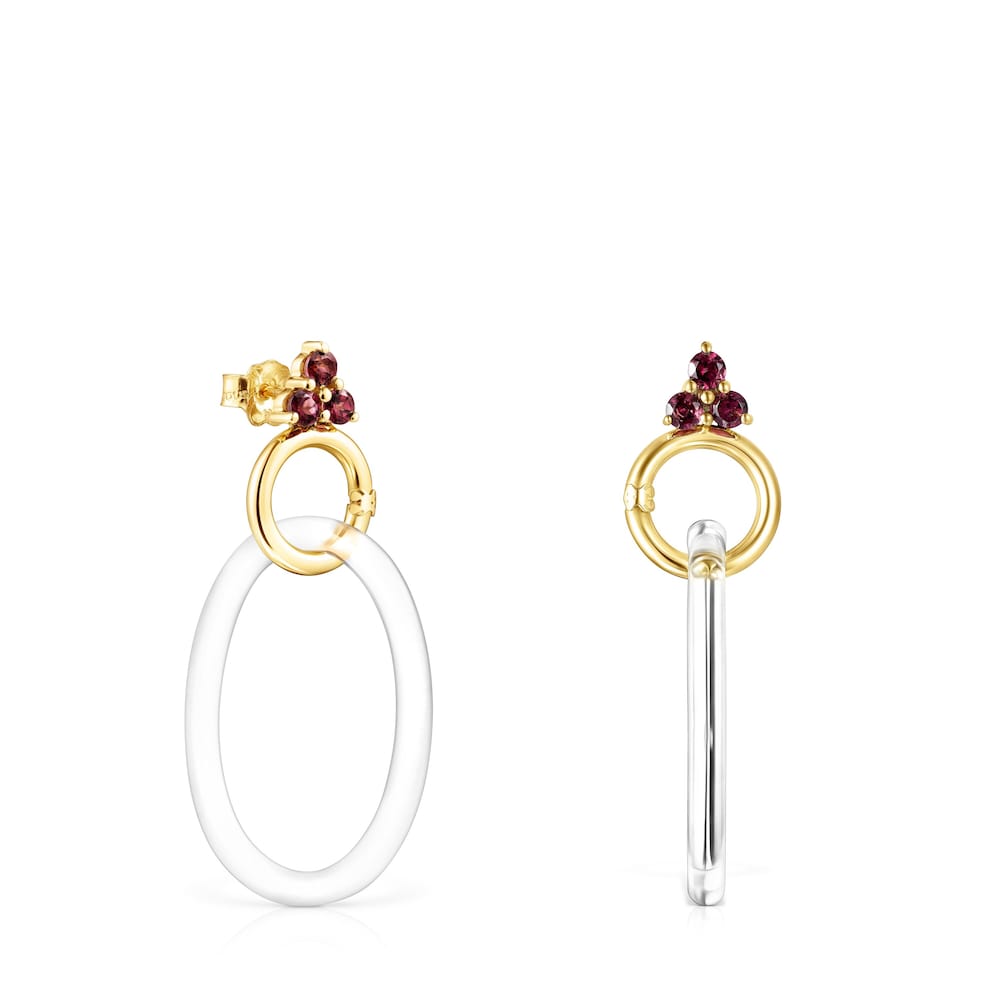 Pendientes de oro con rodolita y cristal Luz image number 0