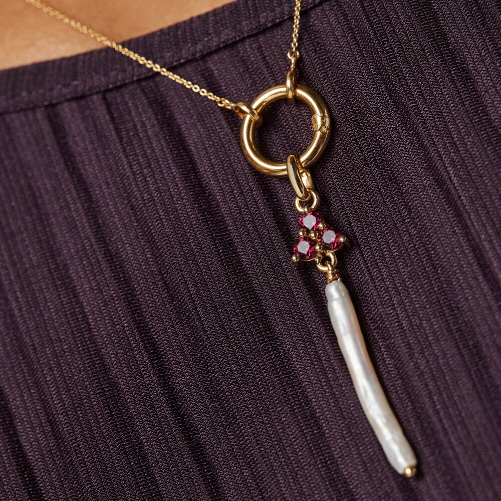 Colgante de oro con perla y rodolitas Luz image number 5