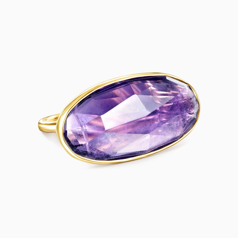 Anel Luz em Ouro com Ametista