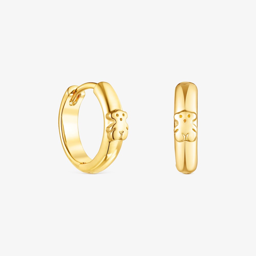 Aretes aro TOUS Basics oso con ba&ntilde;o de oro 18 kt sobre plata