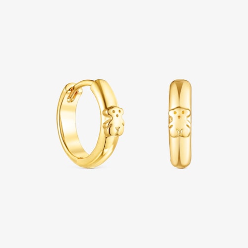 Pendientes aro oso con ba&ntilde;o de oro 18 kt sobre plata TOUS Basics