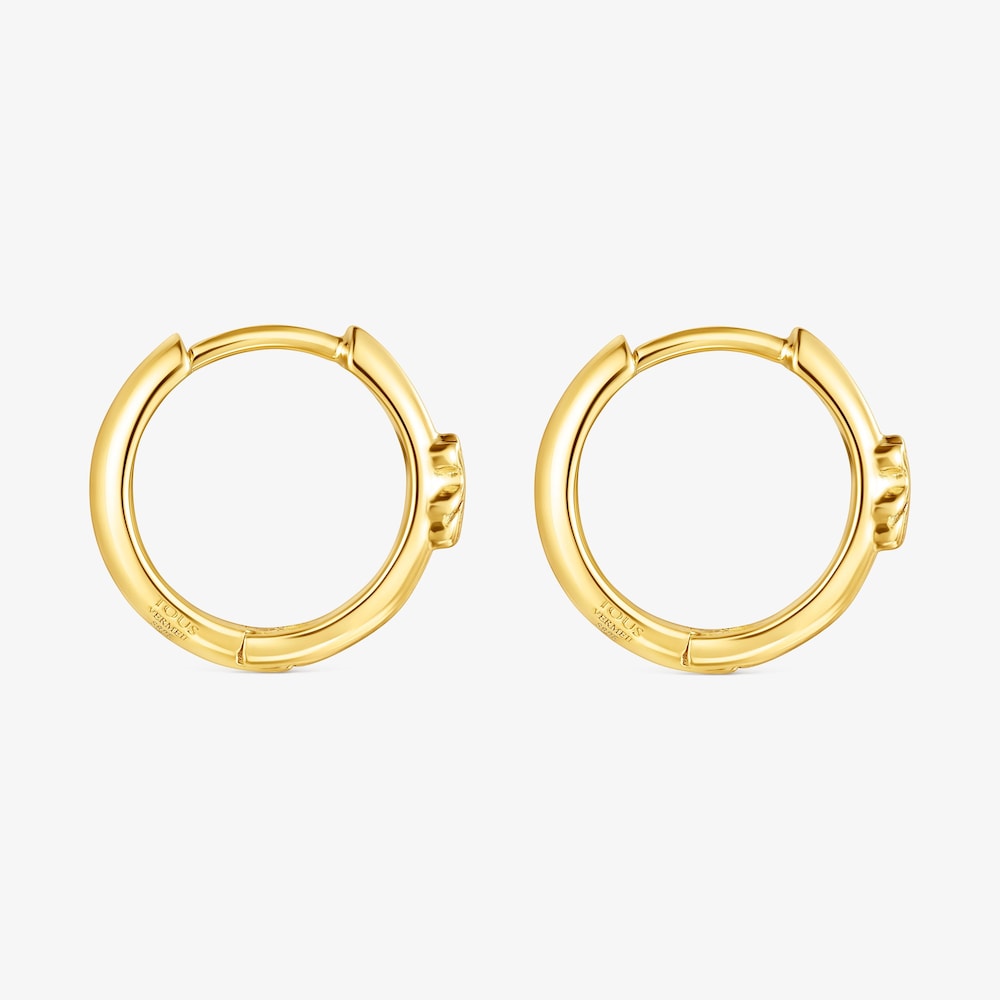 Aretes aro TOUS Basics oso con ba&ntilde;o de oro 18 kt sobre plata