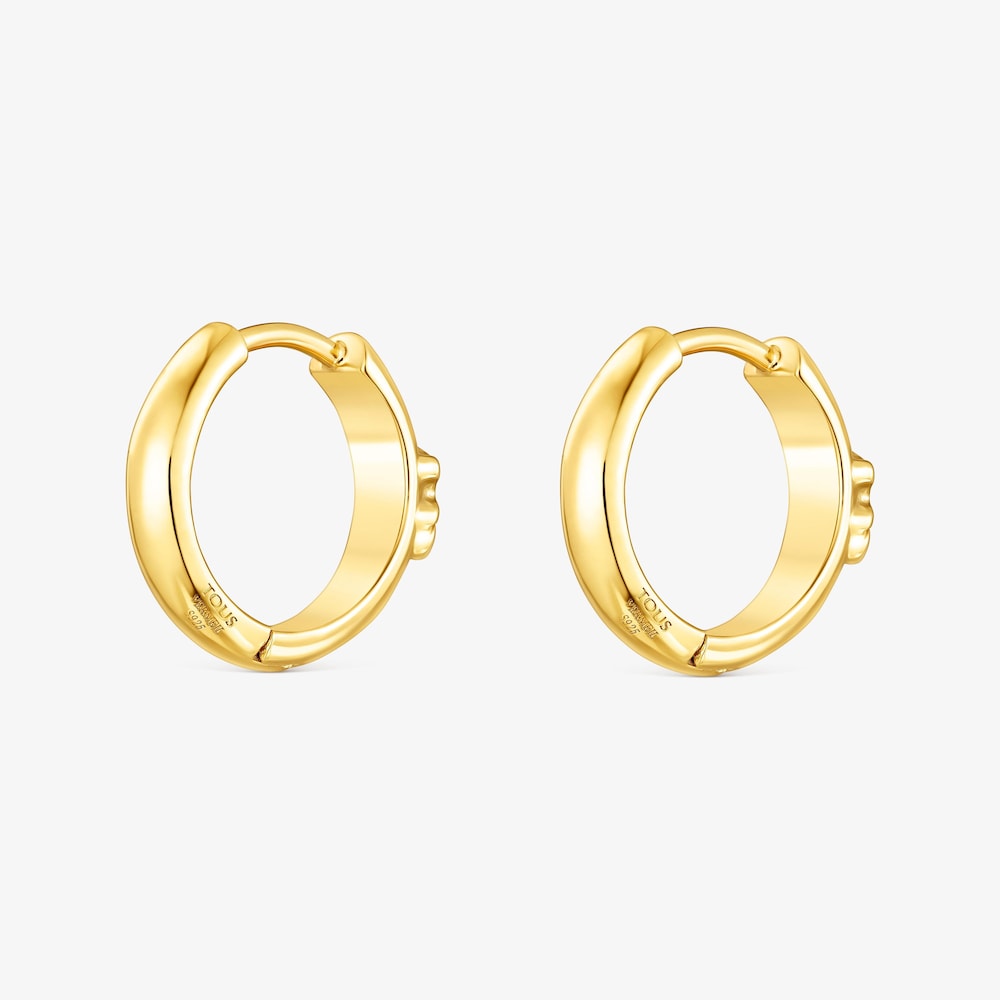 Aretes aro TOUS Basics oso con ba&ntilde;o de oro 18 kt sobre plata