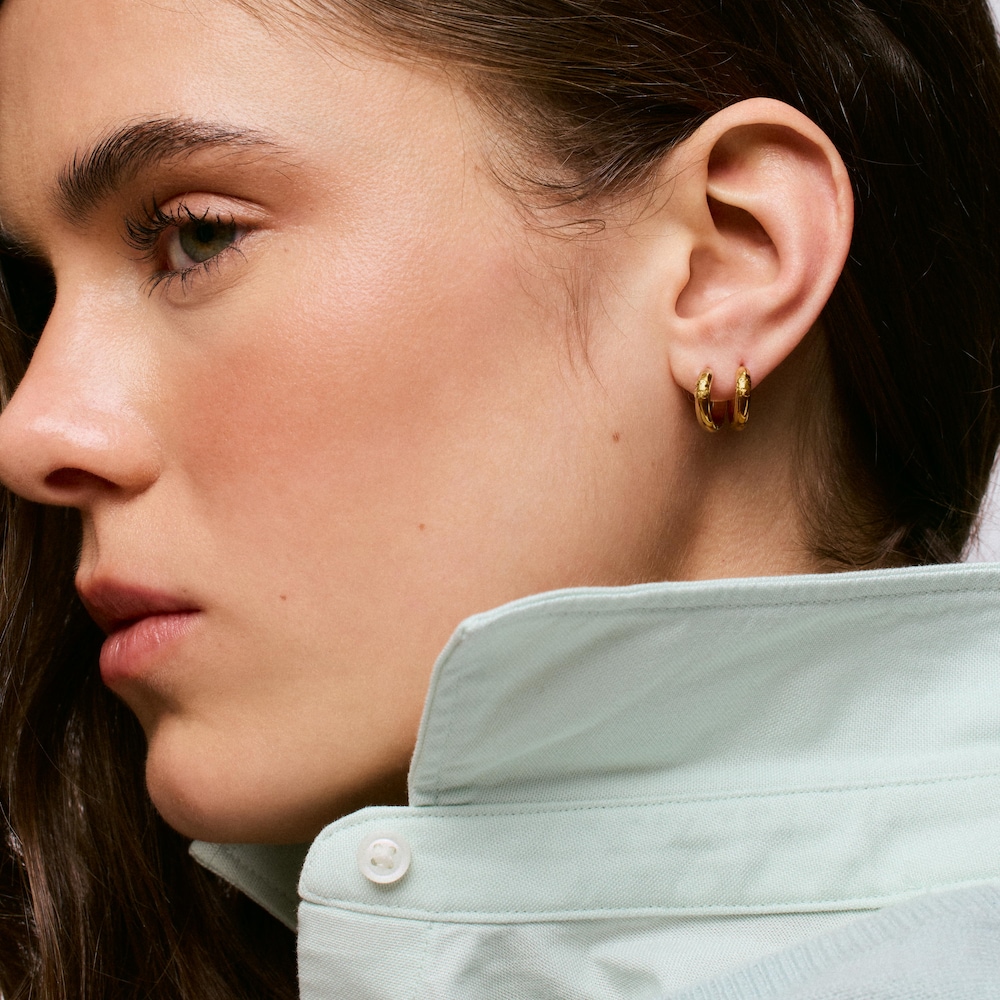 Aretes aro TOUS Basics oso con ba&ntilde;o de oro 18 kt sobre plata