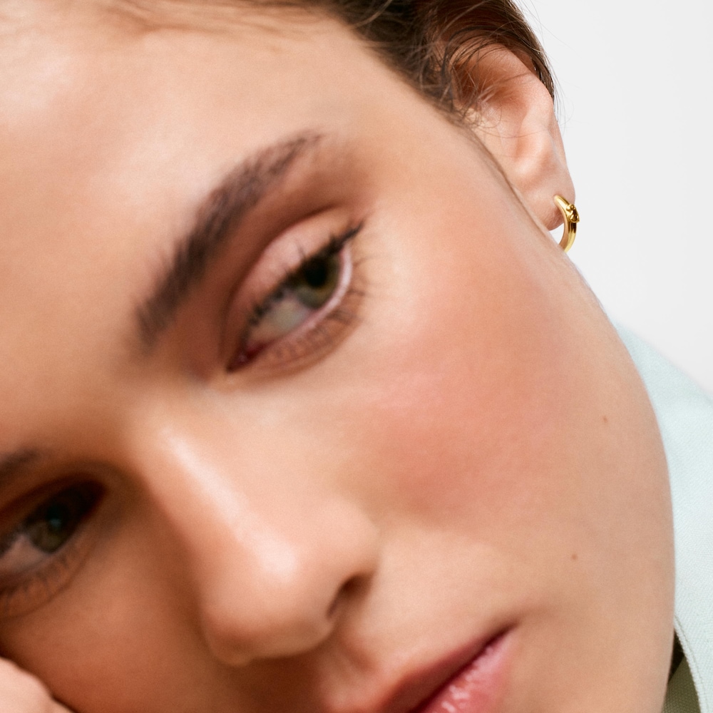 Aretes aro TOUS Basics oso con ba&ntilde;o de oro 18 kt sobre plata