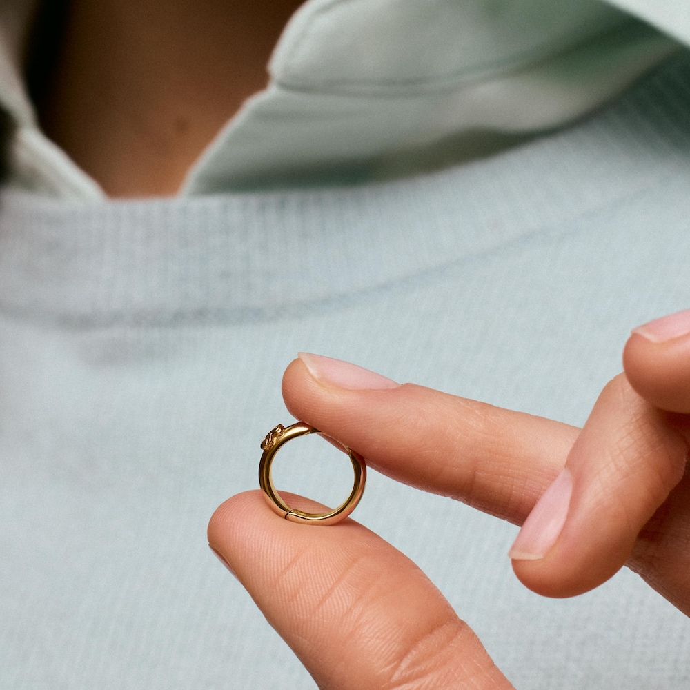 Aretes aro TOUS Basics oso con ba&ntilde;o de oro 18 kt sobre plata