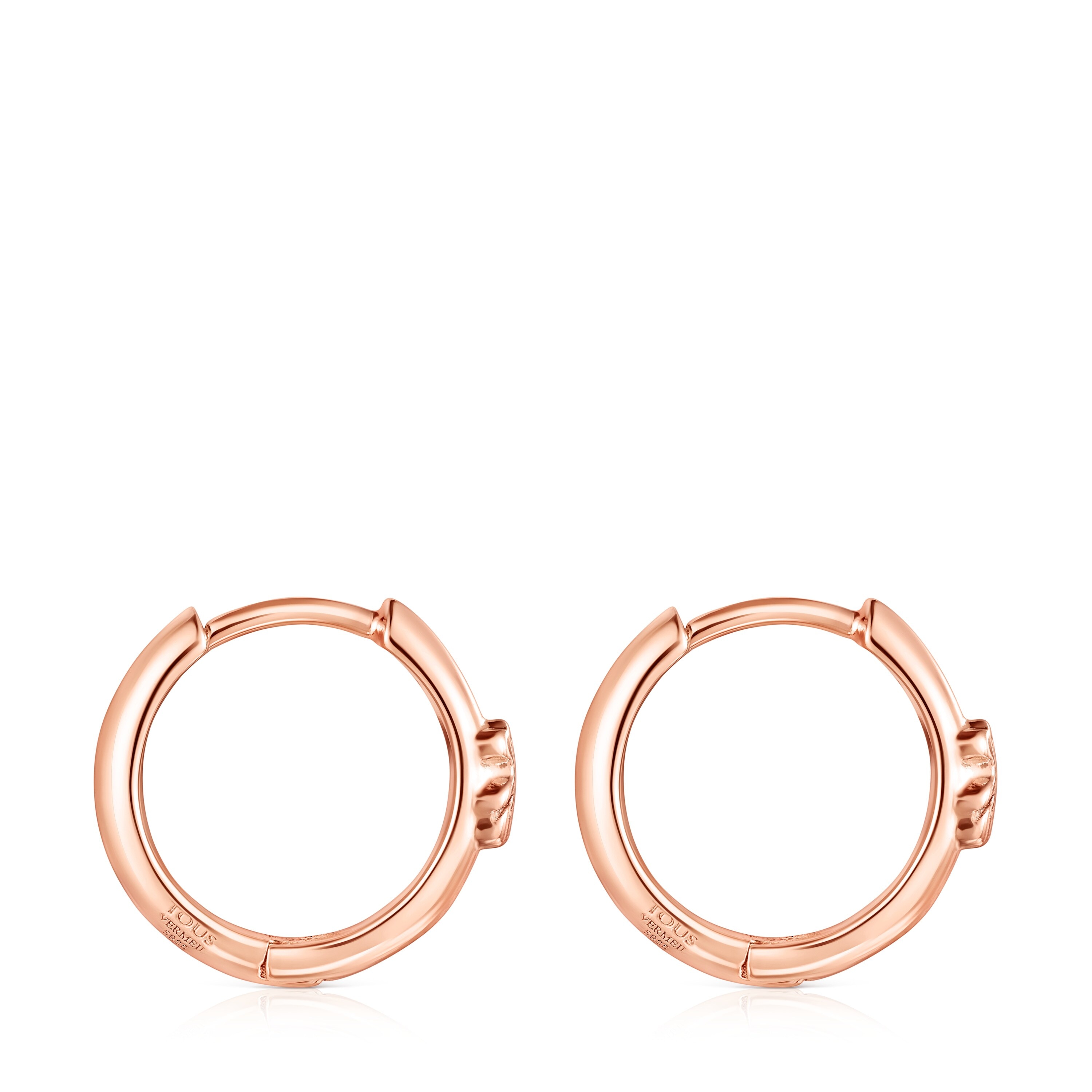 Rose Silver Vermeil TOUS Basics bear Hoop earrings