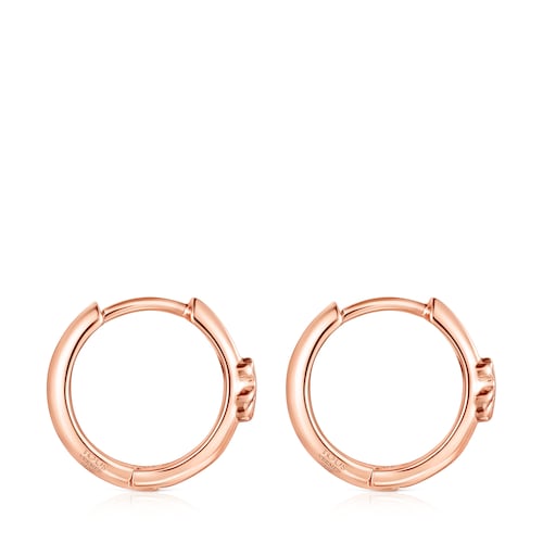 Pendientes aro oso con ba&ntilde;o de oro rosa 18 kt sobre plata TOUS Basics