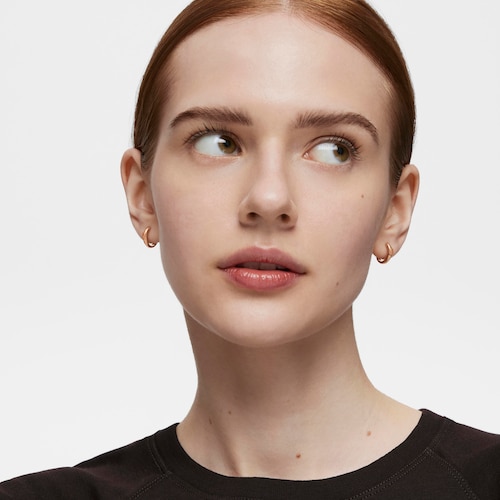 Pendientes aro oso con ba&ntilde;o de oro rosa 18 kt sobre plata TOUS Basics