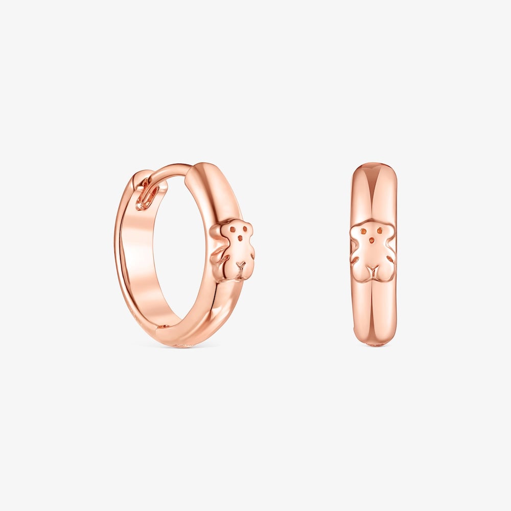 Kolczyki kreolki TOUS Basics z r&oacute;żowego srebra vermeil, z misiem