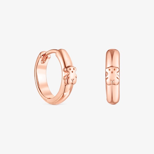 Kruhov&eacute; n&aacute;u&scaron;nice TOUS Basics z&nbsp;růžově pozlacen&eacute;ho stř&iacute;bra s&nbsp;medv&iacute;dkem