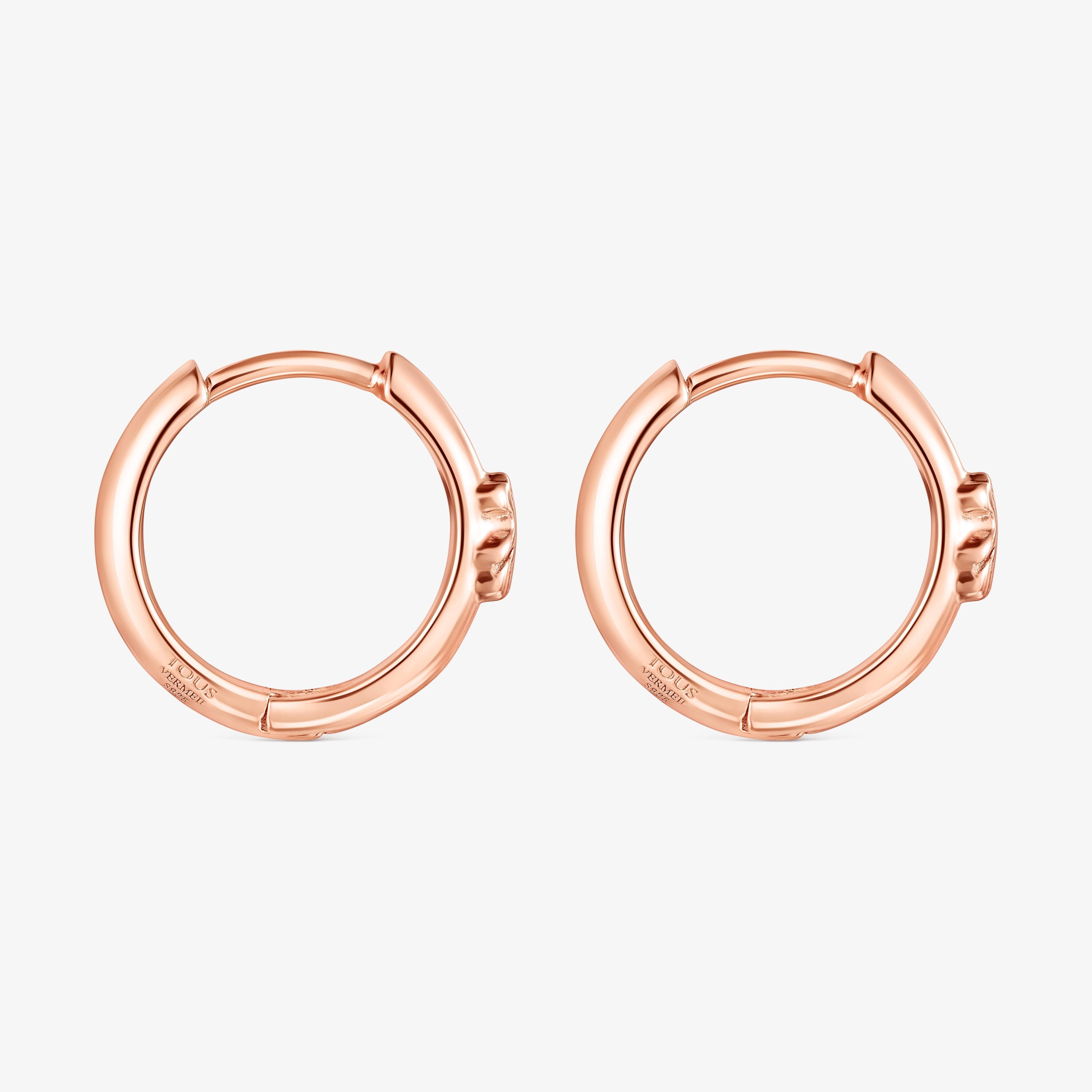 Rose silver vermeil TOUS Basics Hoop earrings with bear