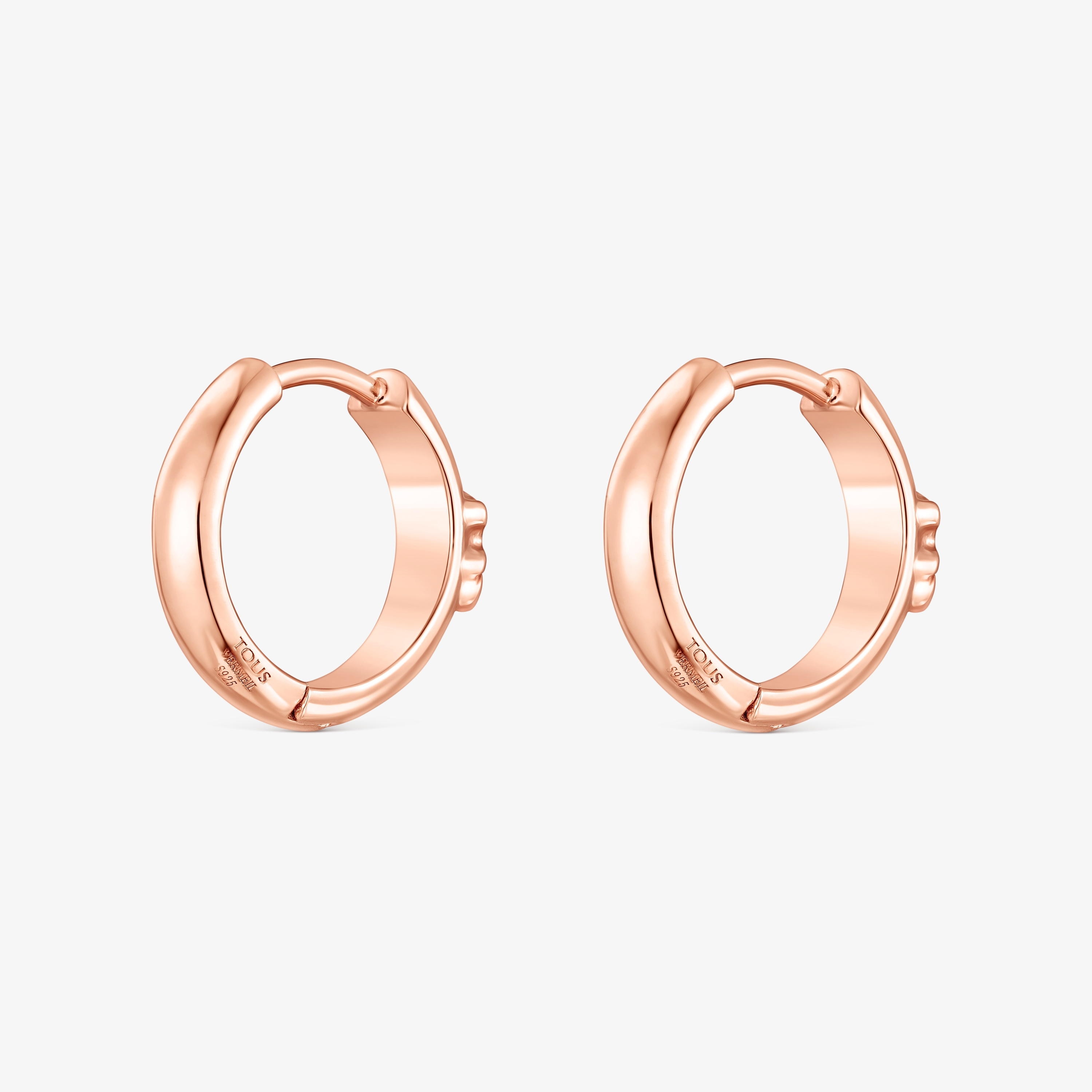 Rose silver vermeil TOUS Basics Hoop earrings with bear