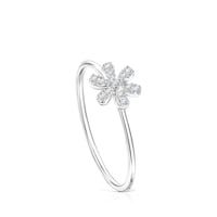 Anillo de oro con diamantes motivo flor Blume