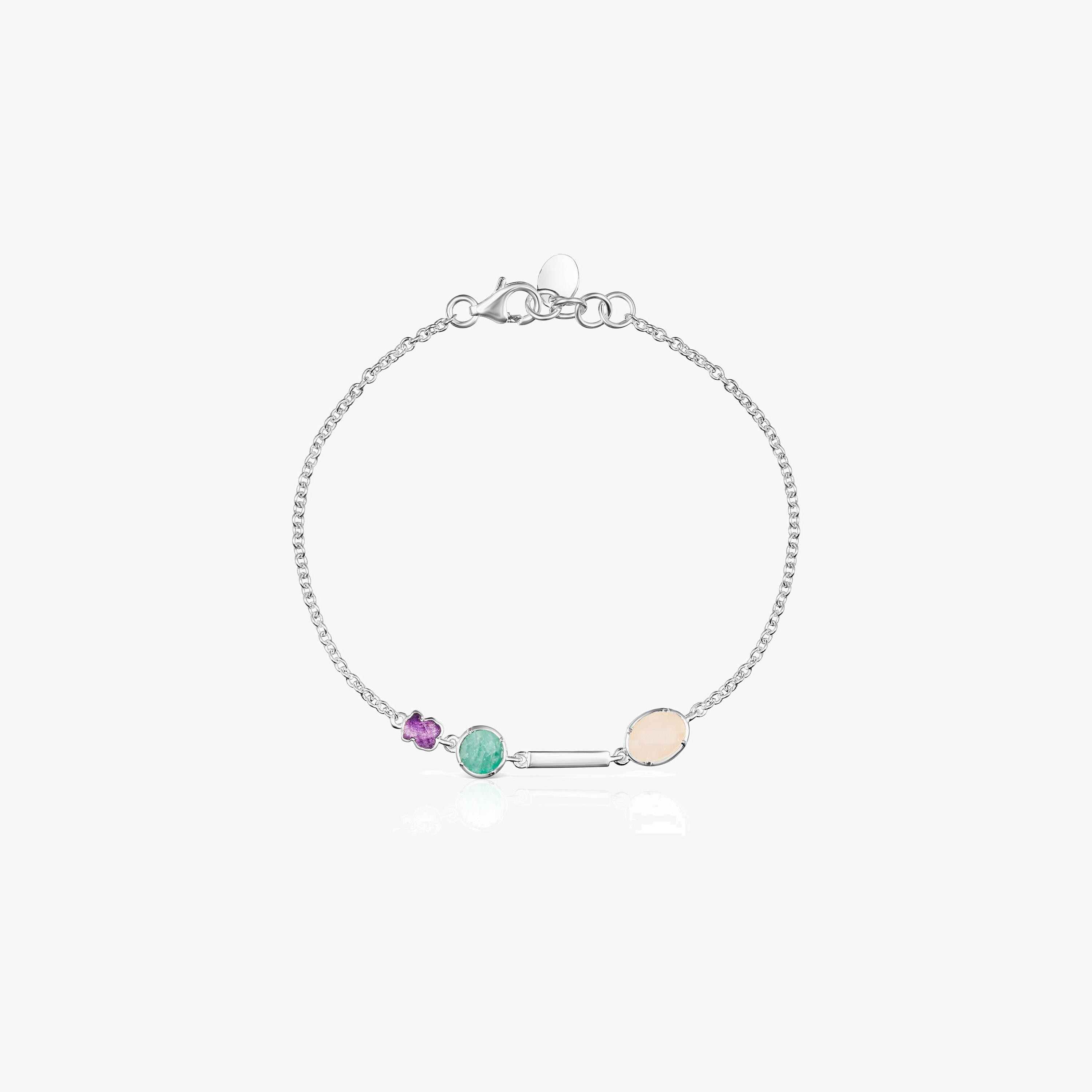 Silver and Gemstones Cool Color Bracelet