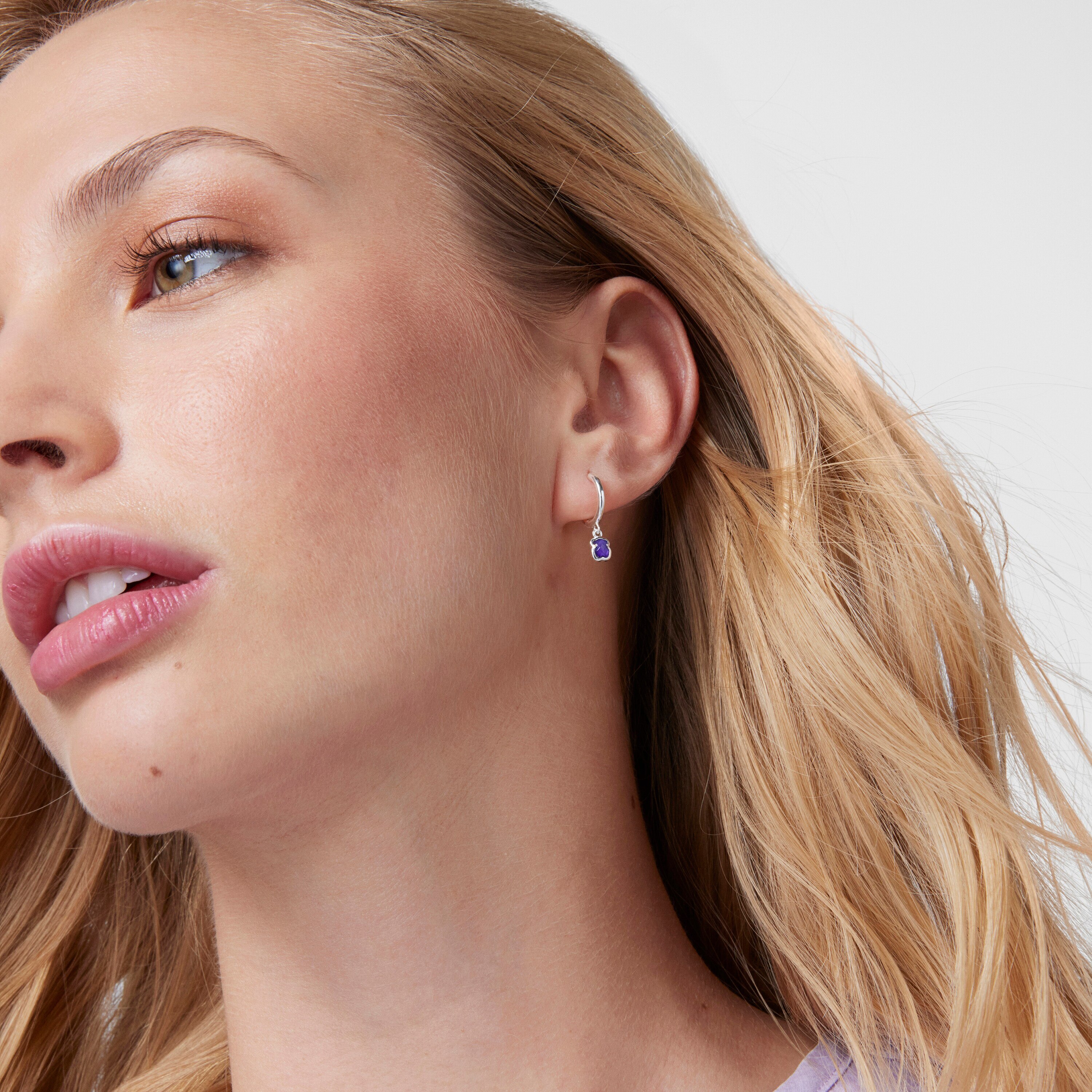 Silver and Amethyst Cool Color Earrings | TOUS