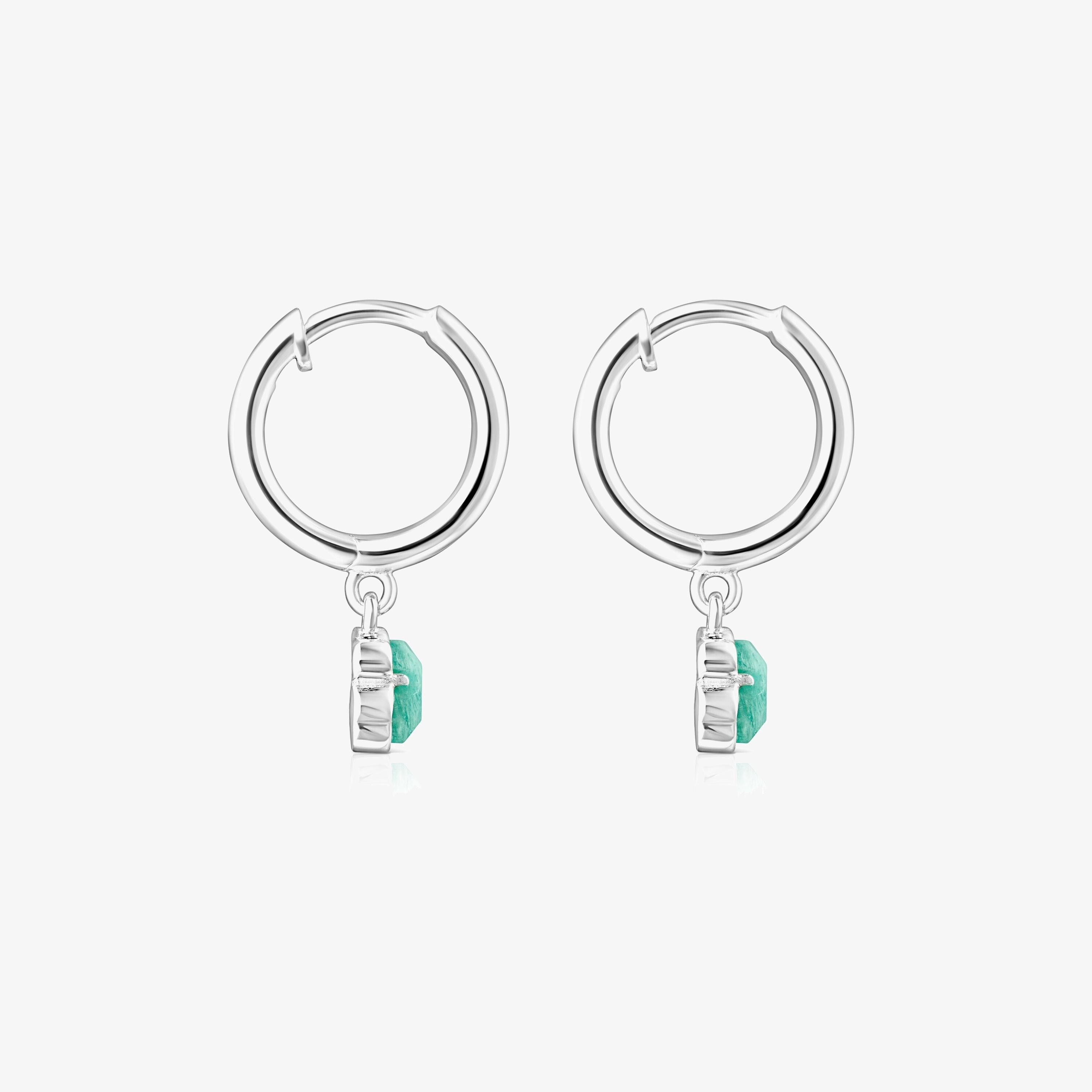 Silver and Amazonite Cool Color Earrings
