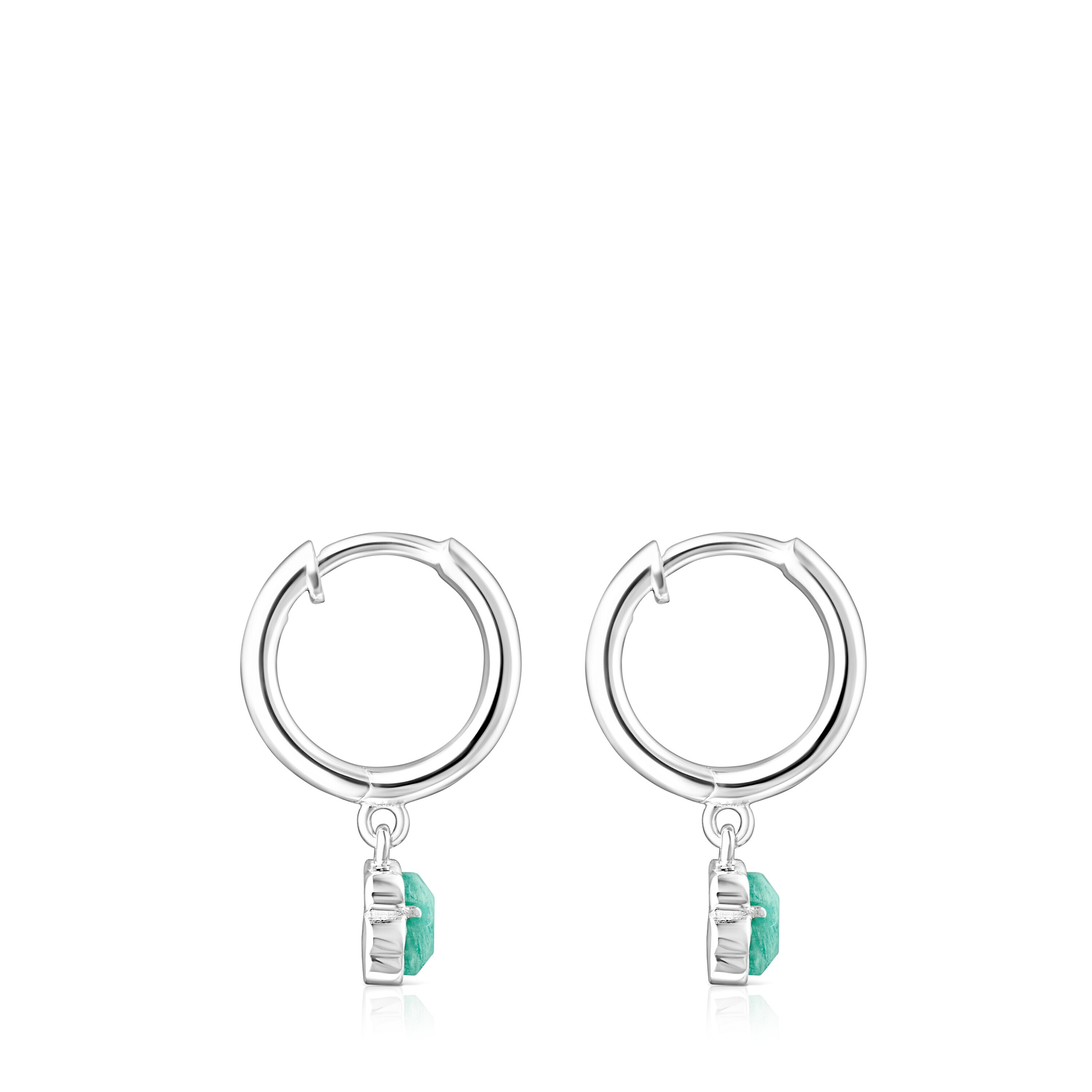 Silver and Amazonite Cool Color Earrings