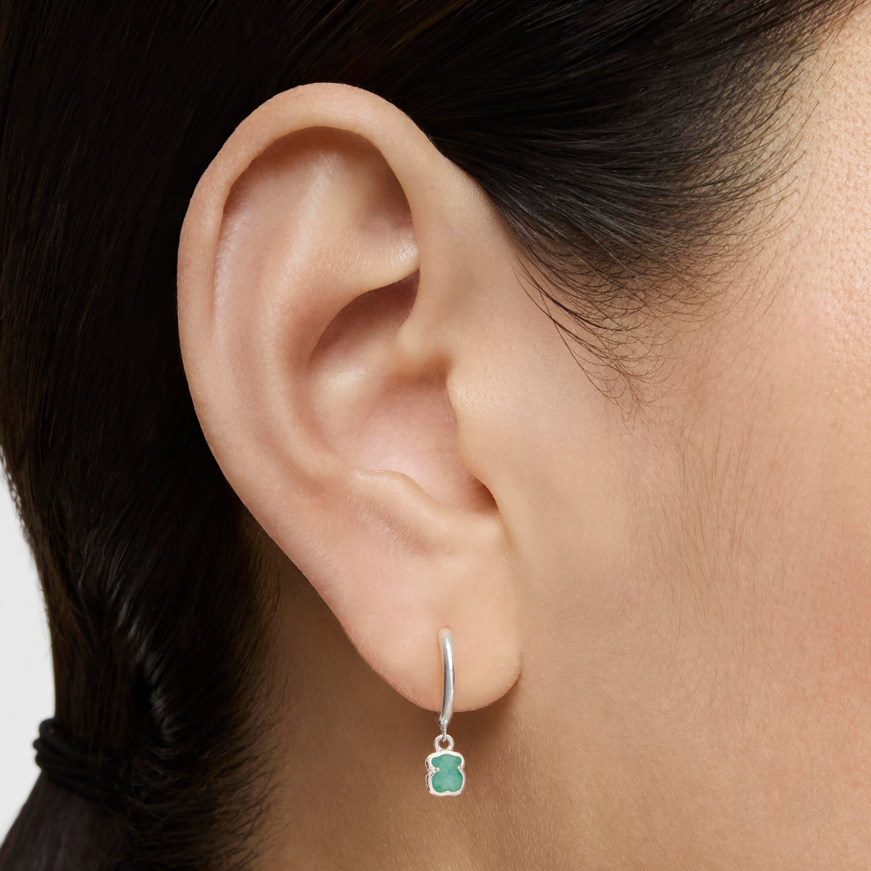 Silver and Amazonite Cool Color Earrings