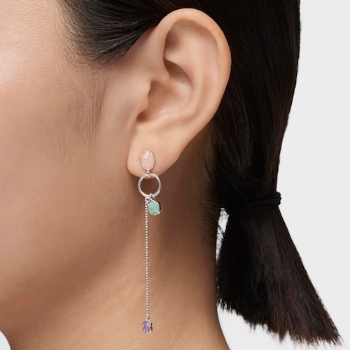 Pendientes largos de plata y gemas Cool Color