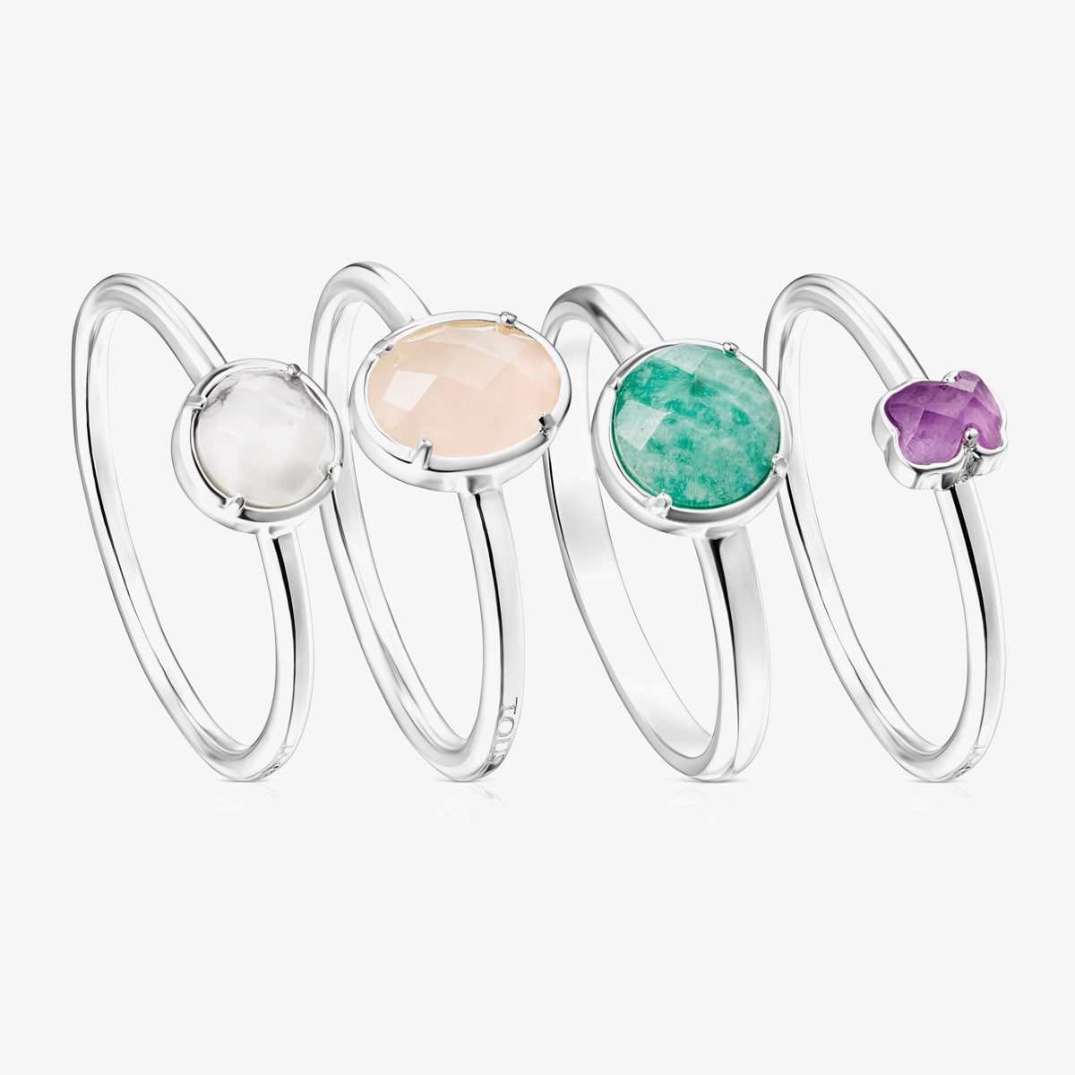 Tous - Pack De Cuatro Anillos De Plata Y Gemas Cool Color - Multi