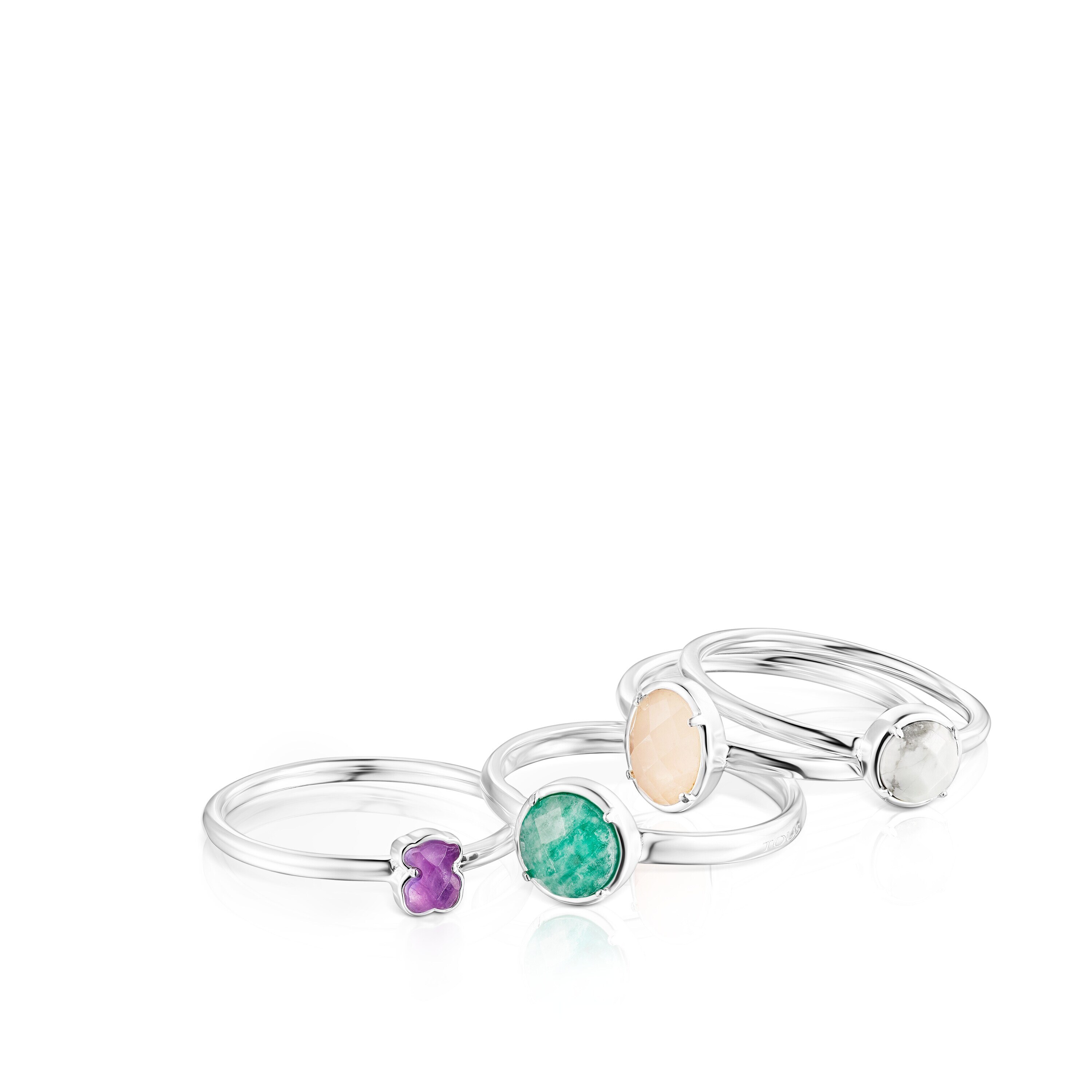 Pack of four Silver and Gemstones TOUS Cool Color Rings