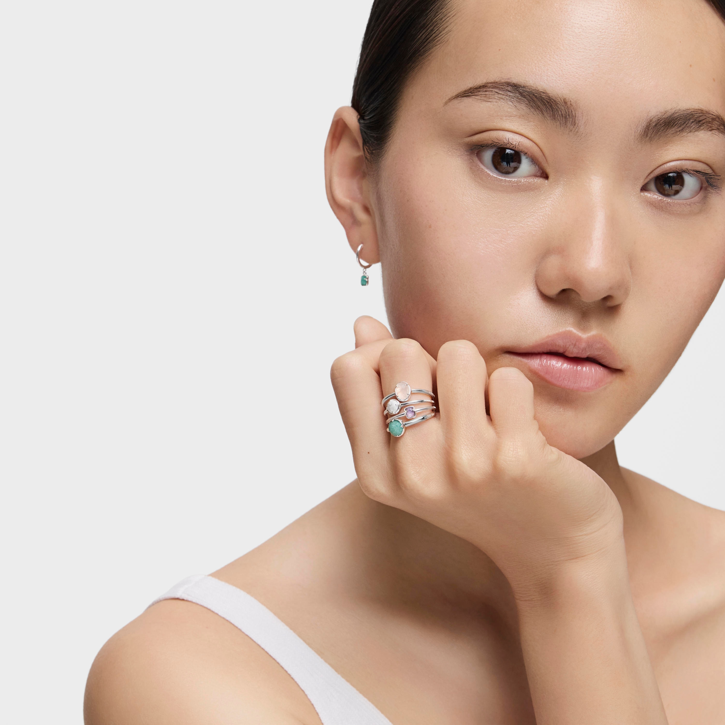 Pack of four Silver and Gemstones TOUS Cool Color Rings