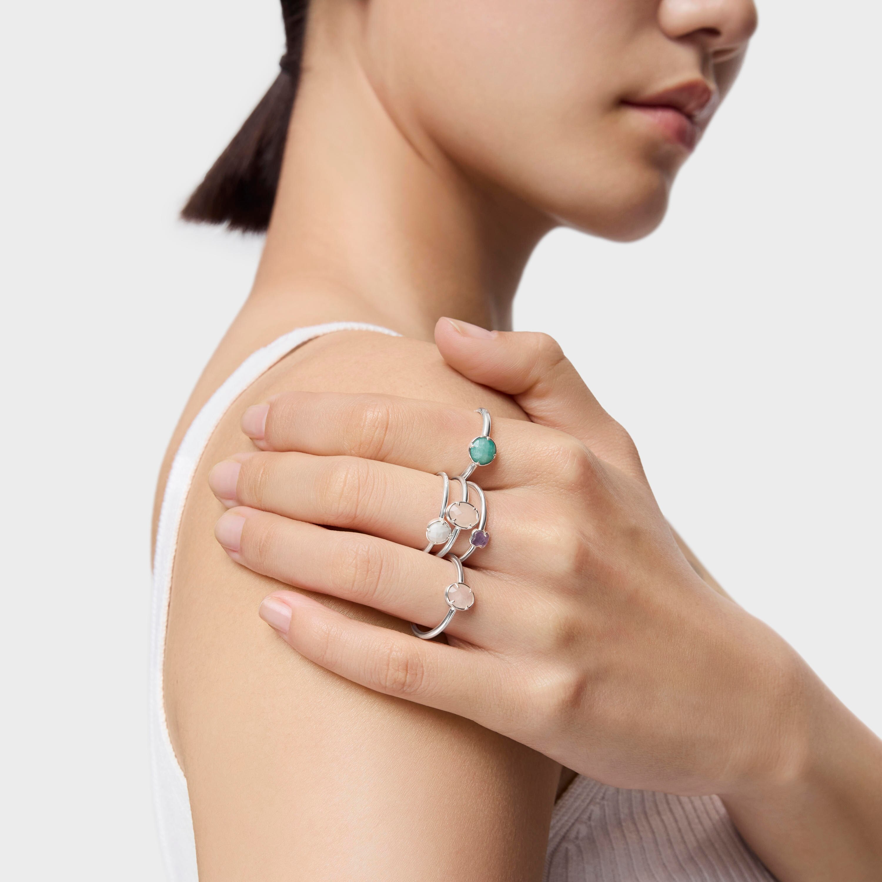 Pack of four Silver and Gemstones TOUS Cool Color Rings