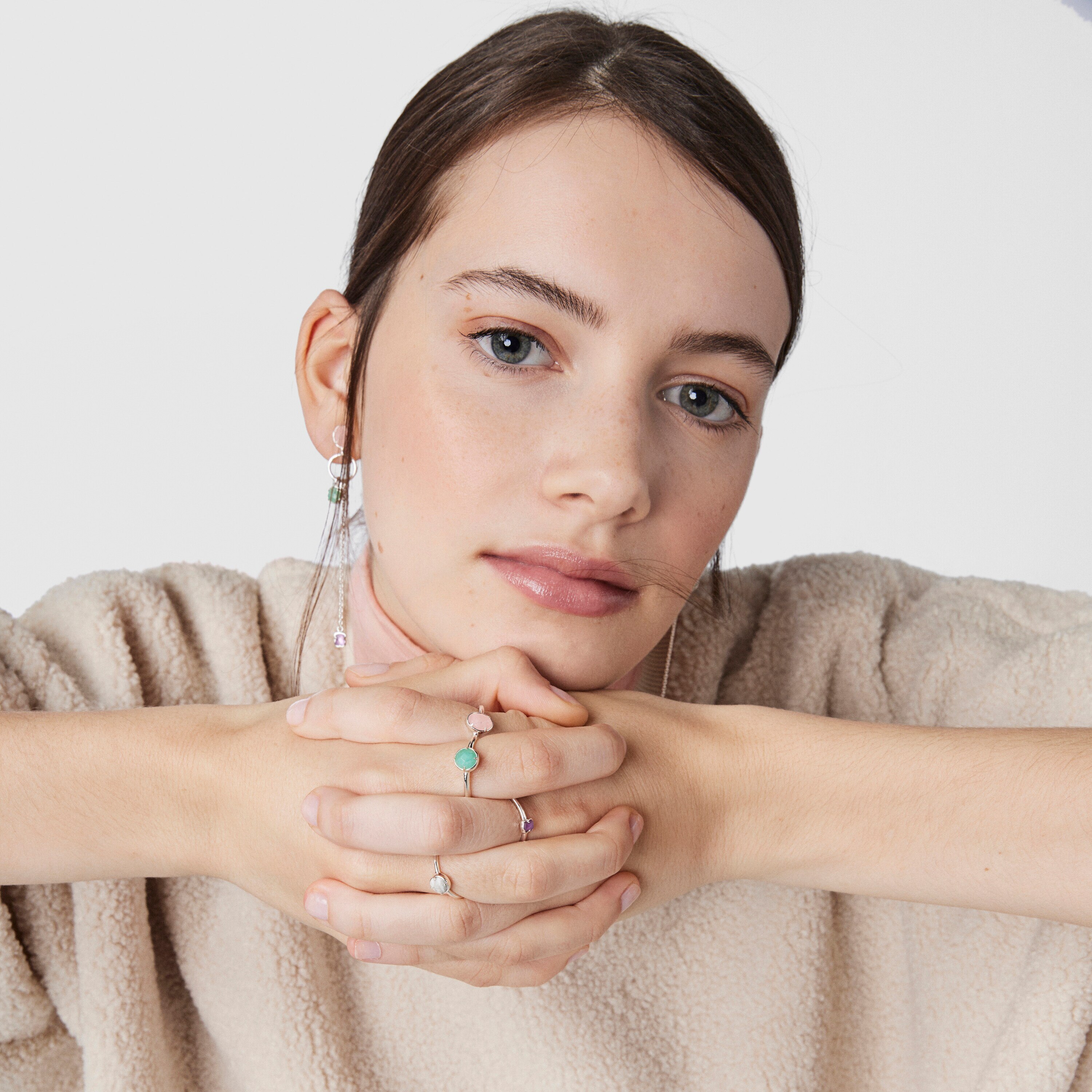 Pack of four Silver and Gemstones TOUS Cool Color Rings