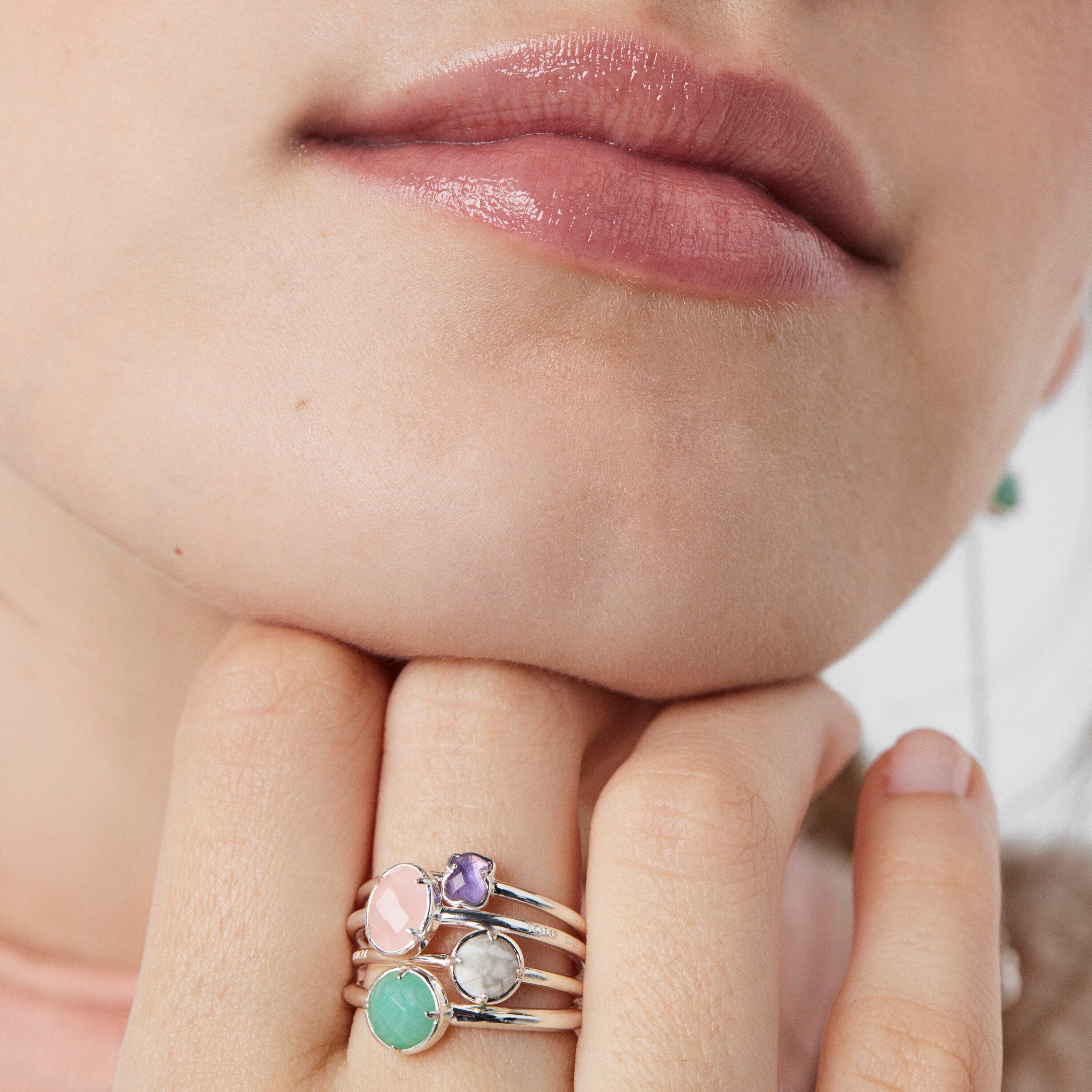 Pack of four Silver and Gemstones TOUS Cool Color Rings