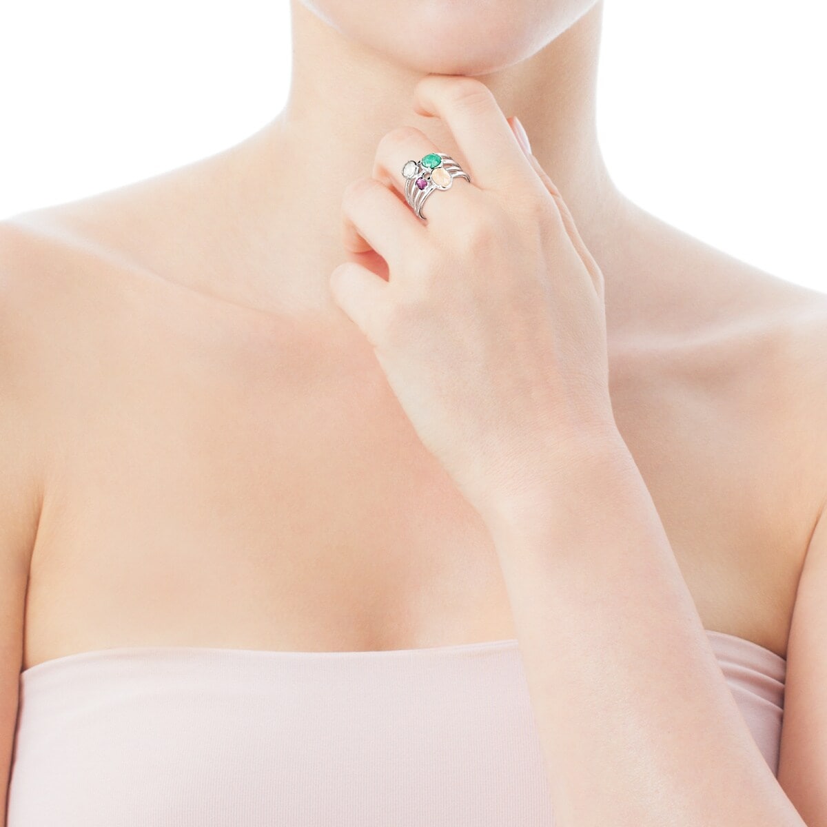 Pack of four Silver and Gemstones TOUS Cool Color Rings