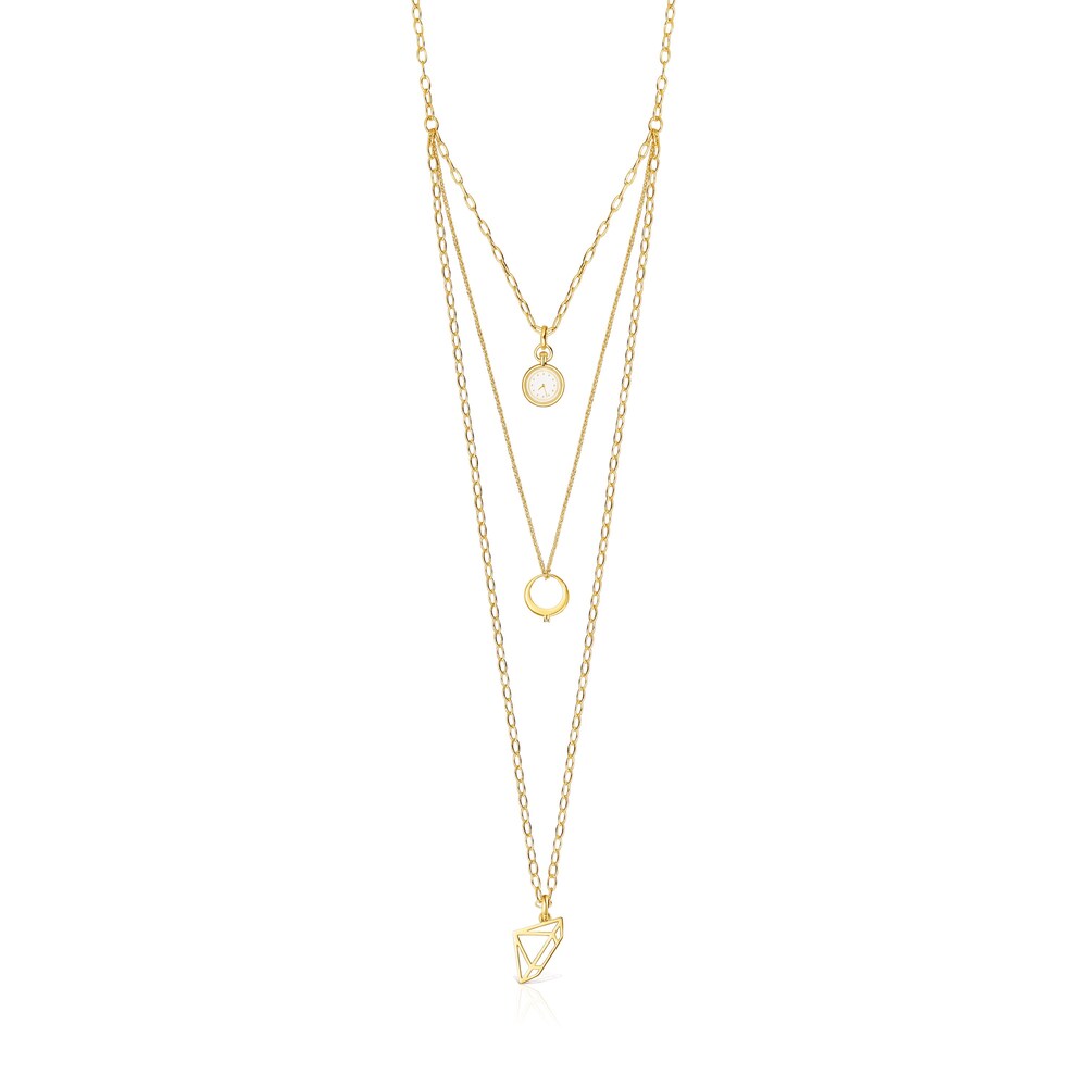 Collar con ba&ntilde;o de oro 18 kt sobre plata y topacio Job