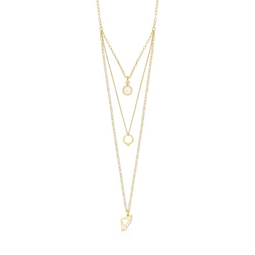 Collar con ba&ntilde;o de oro 18 kt sobre plata y topacio Job