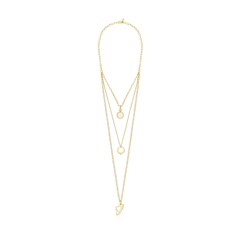 Collar con ba&ntilde;o de oro 18 kt sobre plata y topacio Job