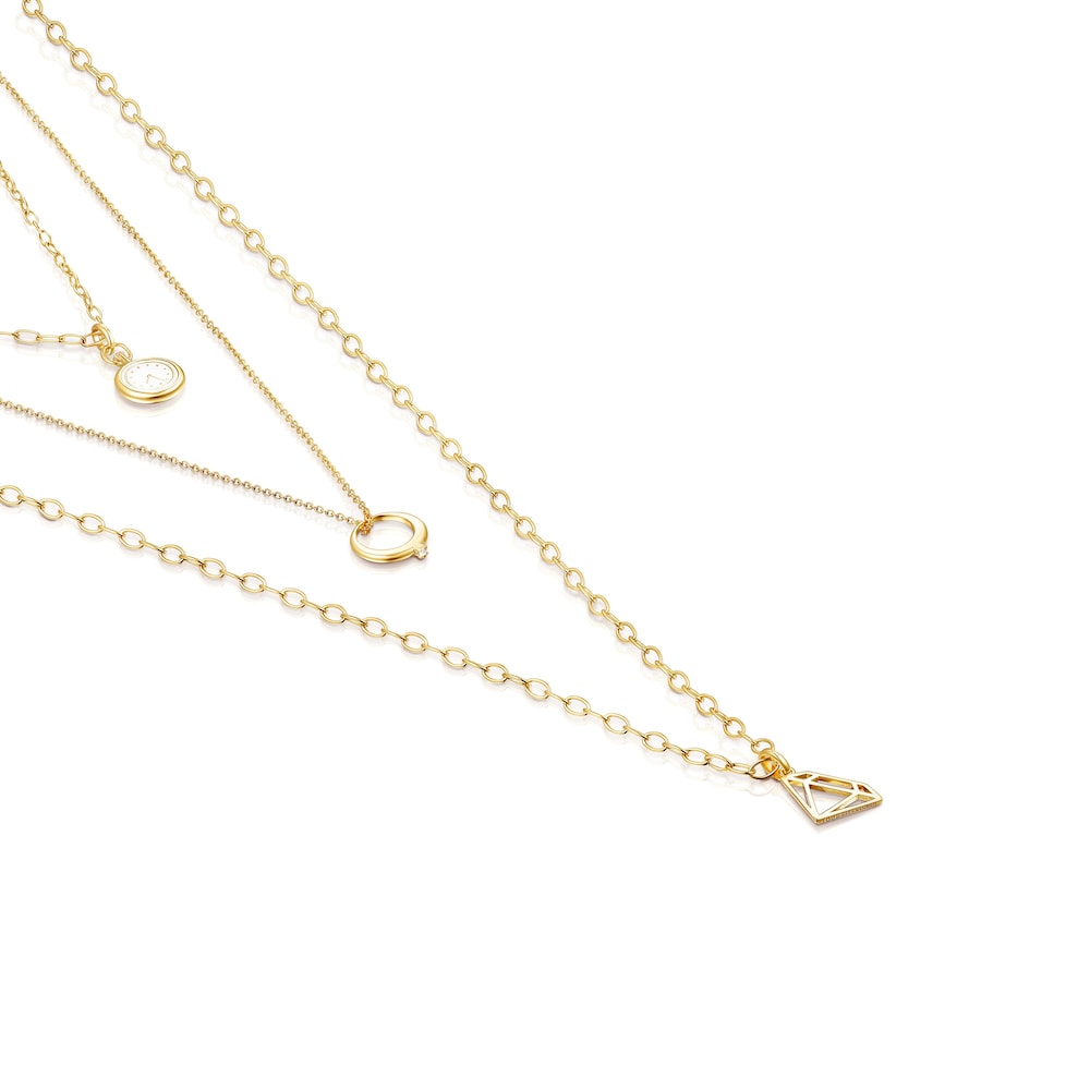 Collar con ba&ntilde;o de oro 18 kt sobre plata y topacio Job