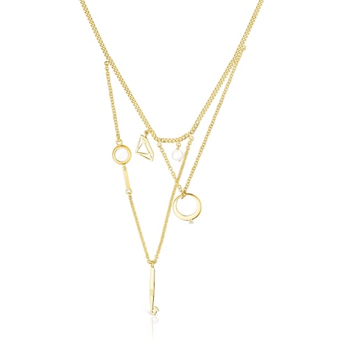 Silver Vermeil, Topaz and Pearl Job chains Necklace image number 0