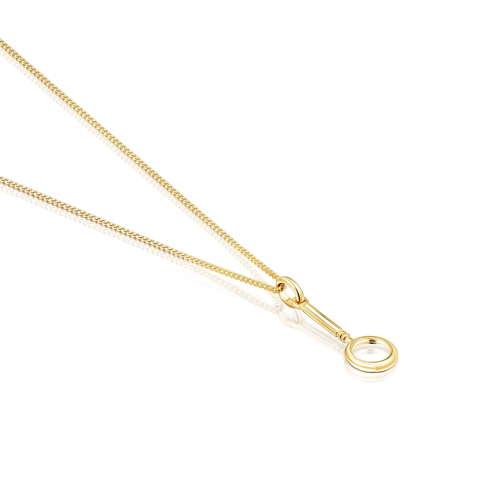 Collar lupa con ba&ntilde;o de oro 18 kt sobre plata Job