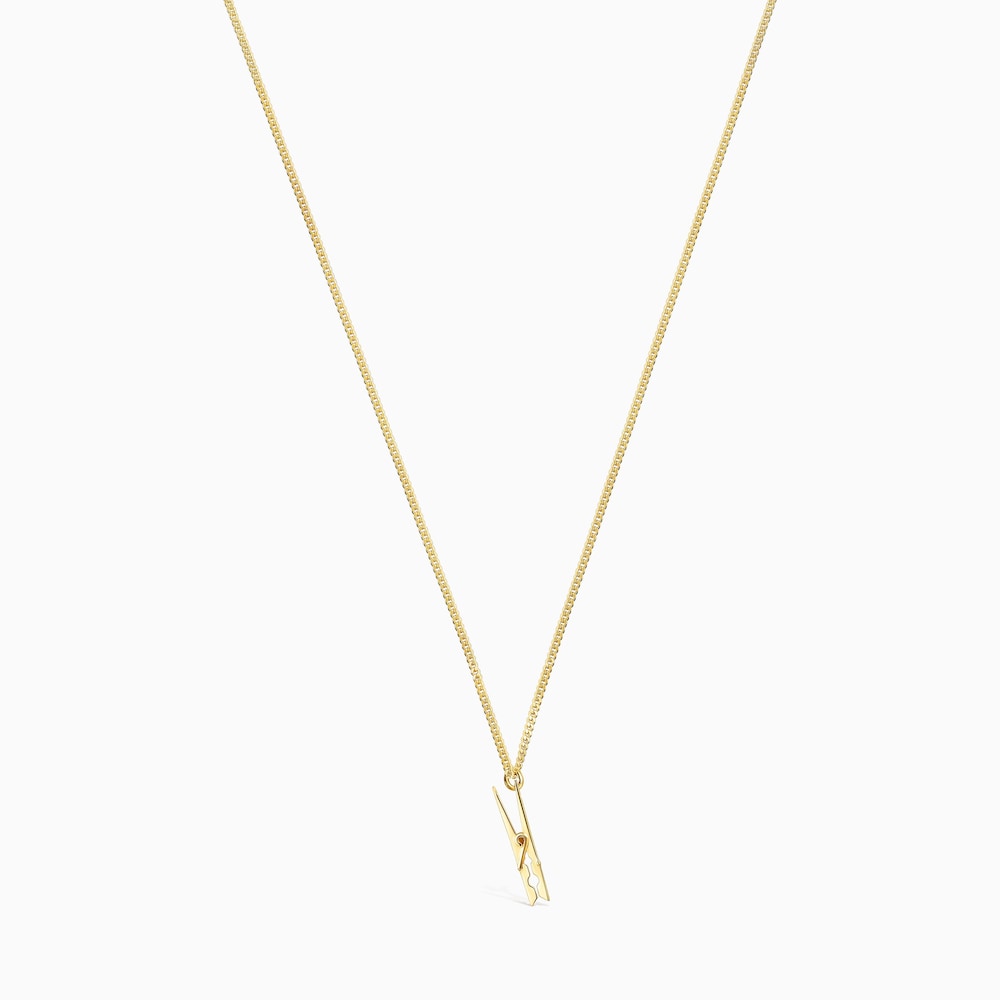 Collar Job pinza ropa con ba&ntilde;o de oro 18 kt sobre plata