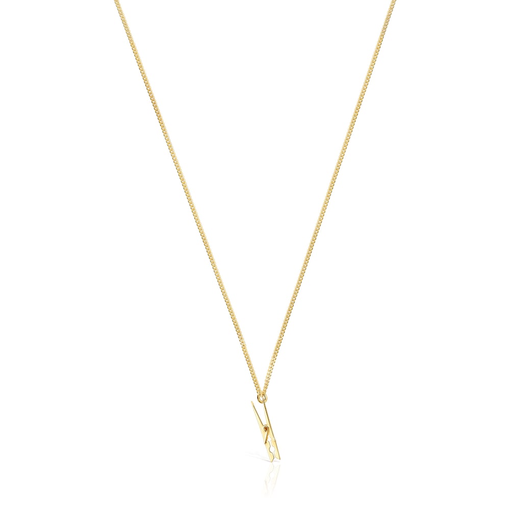 Collar Job pinza ropa con baño de oro 18 kt sobre plata image number 0