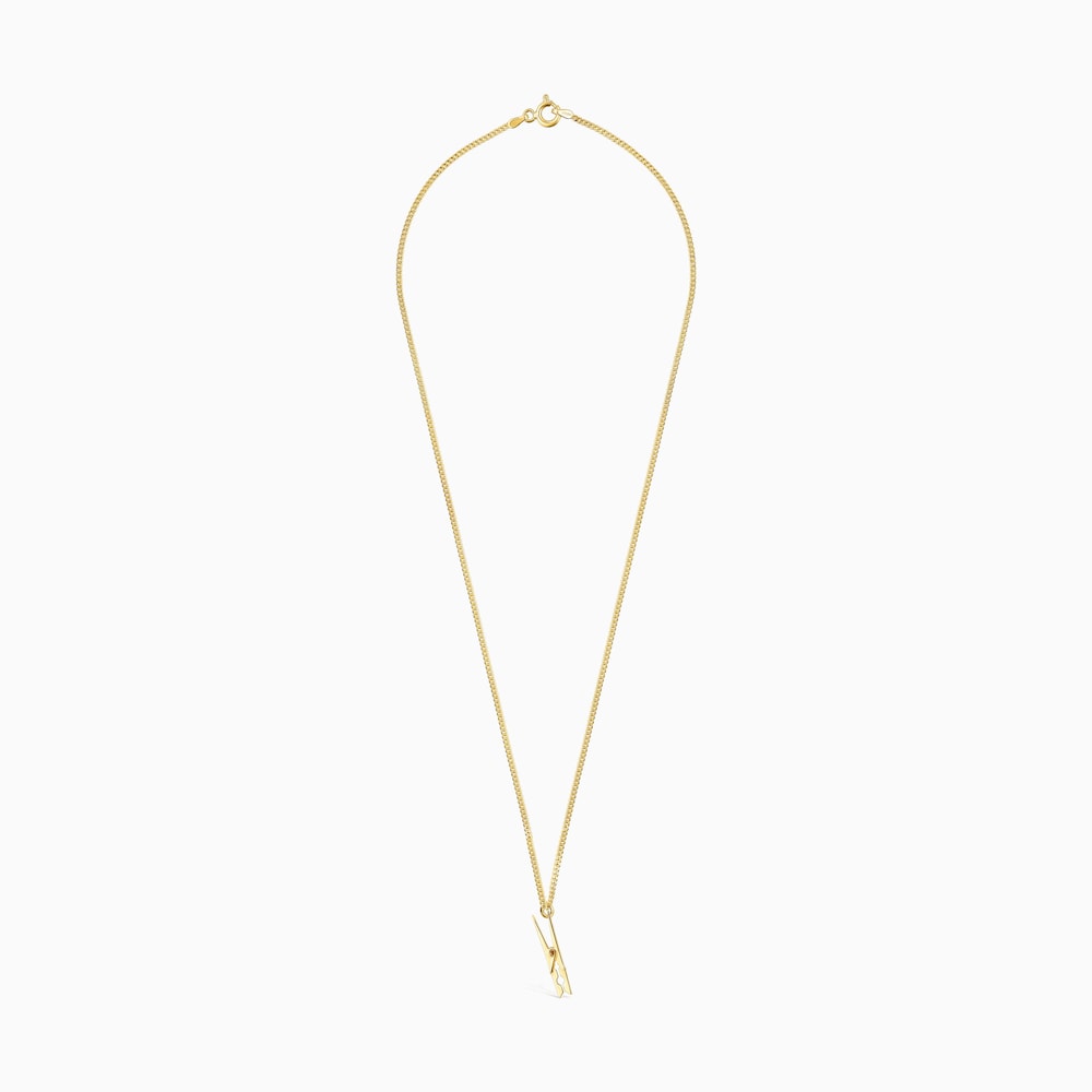 Collar Job pinza ropa con ba&ntilde;o de oro 18 kt sobre plata