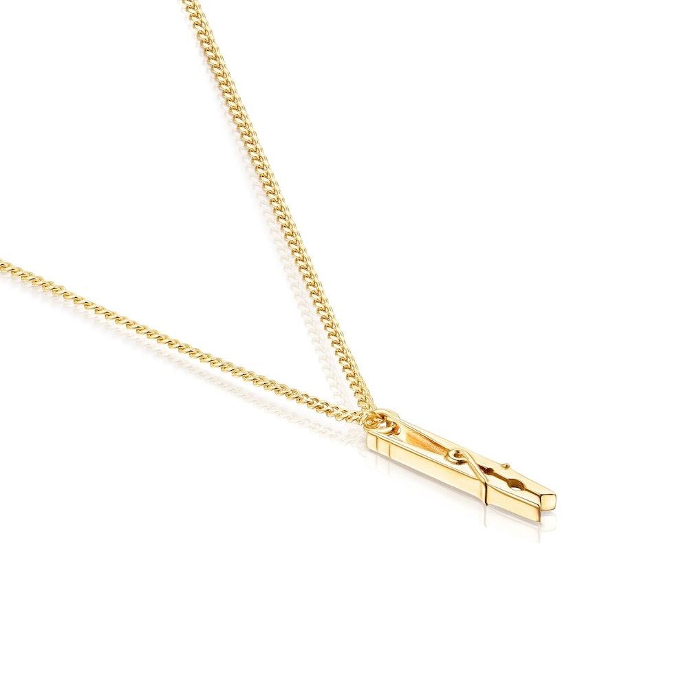 Collar Job pinza ropa con ba&ntilde;o de oro 18 kt sobre plata