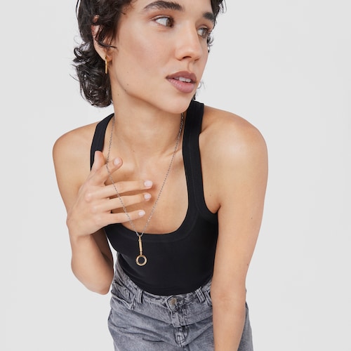 Dije Job lupa con ba&ntilde;o de oro 18 kt sobre plata