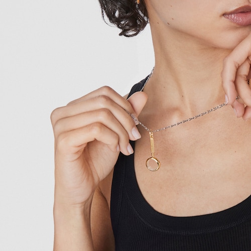 Dije Job lupa con ba&ntilde;o de oro 18 kt sobre plata