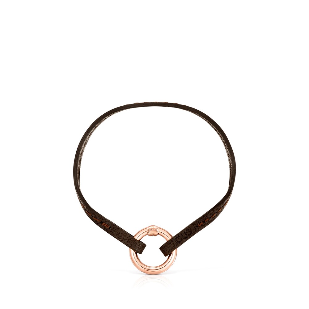 Pack Pulsera y Gargantilla de cuero marrón Hold image number 2