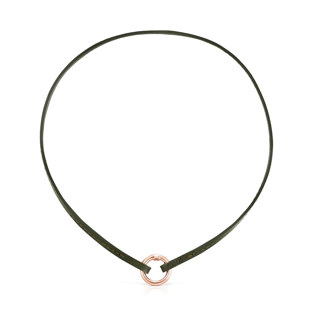 Pack Pulsera y Gargantilla de cuero marr&oacute;n Hold