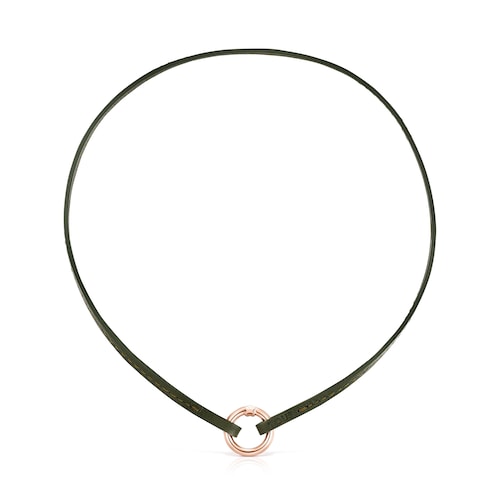 Green Leather Hold Bracelet and Choker Set